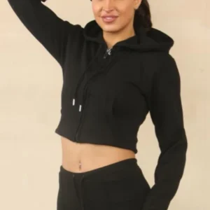 Interlock Cropped Zip Hoodie & Bell Bottom Trousers Set
